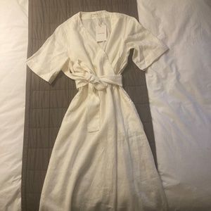 Everlane Cream Midi Linen Wrap Dress - Size Medium - NWT
